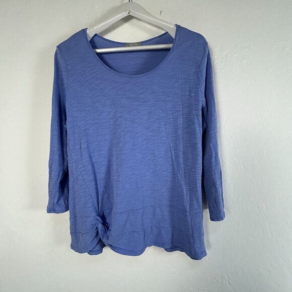 Habitat Womens Blue 3/4 Sleeve Tunic Top W/ Knot Detail Large 100% Cotton Casual - Picture 1 of 9
